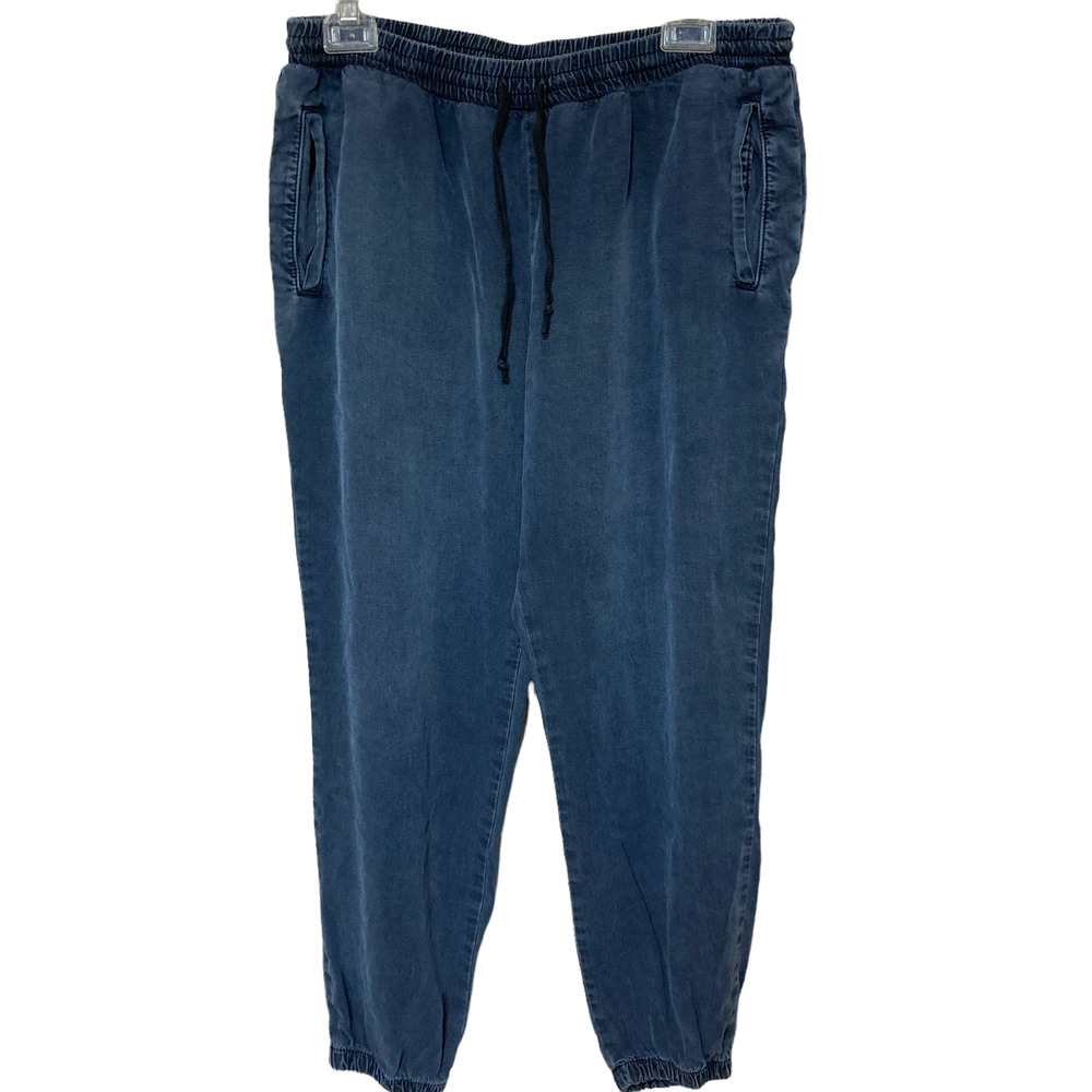 Bella Dahl Chambray Crop Pants Joggers Womens Size Large Elastic Waist Pull On